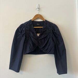NWT Rachel Comey Sais Button Front Cotton Crop Top in Navy | Size 4